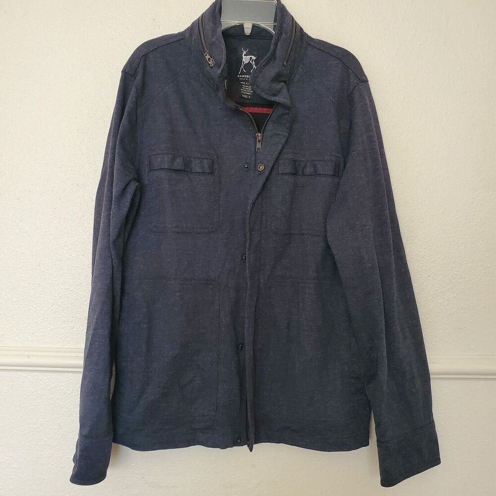 Kane‎ & Unke Jacket Adult S Dark Gray Full Zip Hidden Hood Pocket Military Style